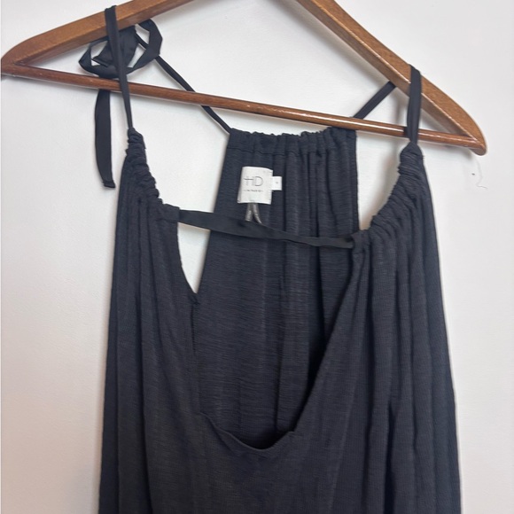 Anthropologie HD in Paris Charcoal Dark Gray Ribbed Jacinta Wide Leg Jumpsuit - Picture 5 of 7